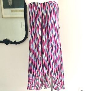 Lavender Brown multi color Strapless Long/Short Dress